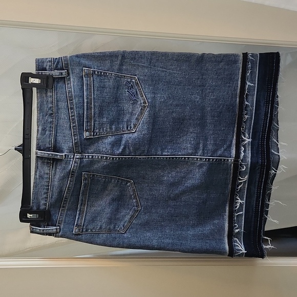 Karl Lagerfeld Double Raw Hem Denim Button Fly Jean Skirt - Picture 3 of 5